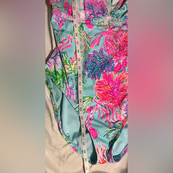 Lilly Pulitzer One-Piece Swimsuit Celestial Blue Huey Ruffle Size 16 - Picture 9 of 15
